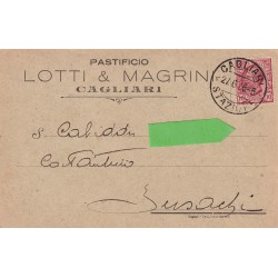 CARTOLINA POSTALE PUBBLICITARIA PASTIFICIO LOTTI E NAGRINI CAGLIARI VIAGGIATA 1926